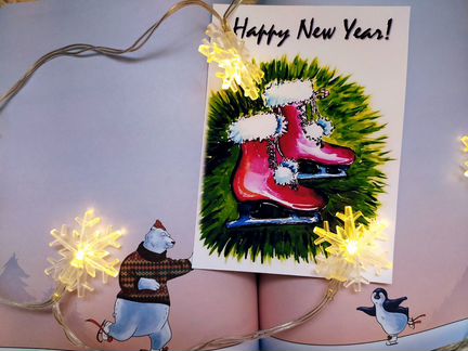 Новогодние акварельные открытки