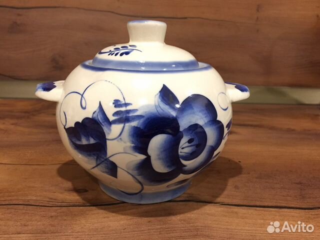 Сахарница керамическая, гжель