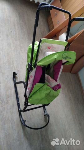 Детские санки коляска с колесами