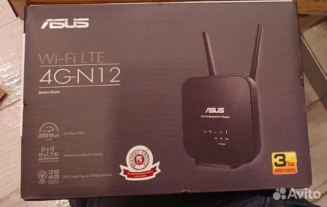 Wi-Fi роутер asus 4G-N12 B1, черный