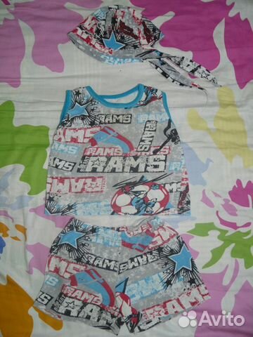 Летний костюм на 9-18 мес с банданой Летний костюм на 9-18 мес с банданой