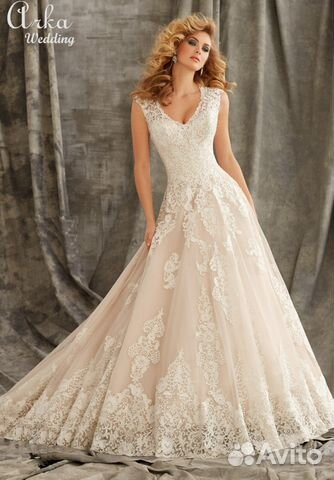 Свадебное платье кружевное А-силуэта Mori Lee 1344