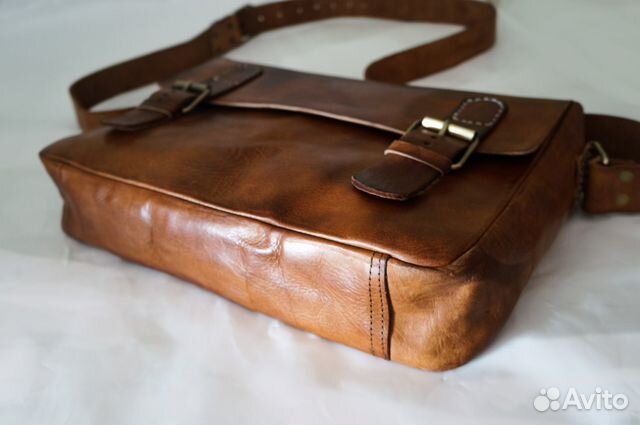 Сумка Мужская Кожаная Бычья Кожа Через плечо