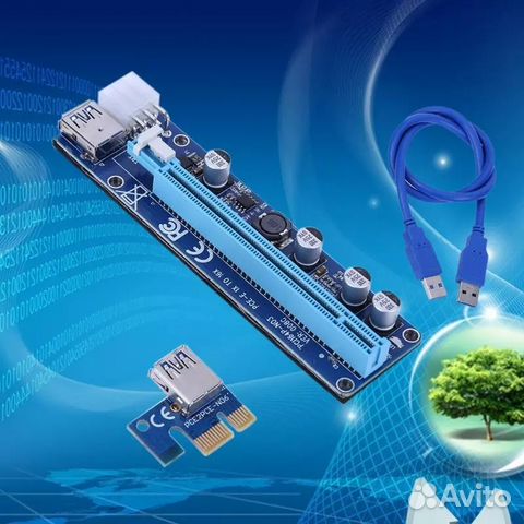 Riser Райзер pci-e x1-x16 ver. 008c 6pin usb 3.0 Riser Райзер pci-e x1-x16 ver. 008c 6pin usb 3.0