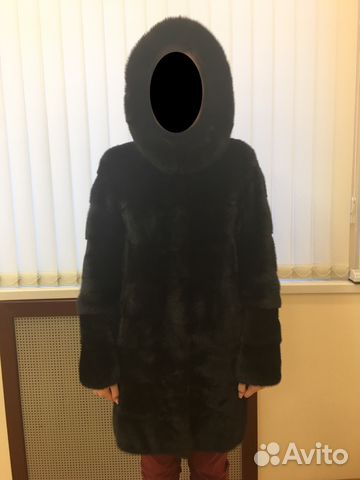 Шуба норковая поперечка с капюшоном