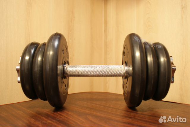 Гантеля 12 кг. обрезиненные блины. Вариант 3