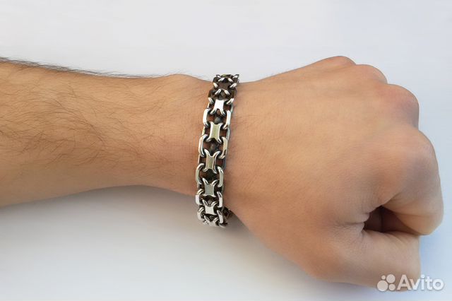 Серебряный браслет Фараон (двойной якорь) на руку