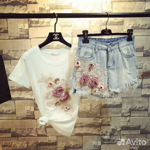 Шорты джинсовые + футболка хлопок новые Шорты джинсовые + футболка хлопок новые