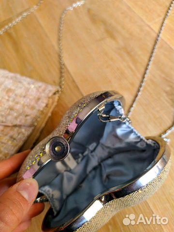 Клатч твидовый и сердечко блестящее