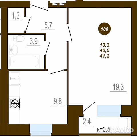 1-к квартира, 41.2 м², 8/10 эт. 1-к квартира, 41.2 м², 8/10 эт.