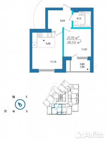 1-к квартира, 38.6 м², 1/11 эт. 1-к квартира, 38.6 м², 1/11 эт.
