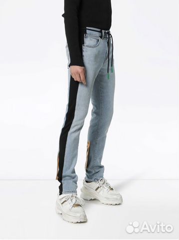 Off White джинсы прямого кроя с полосками сбоку