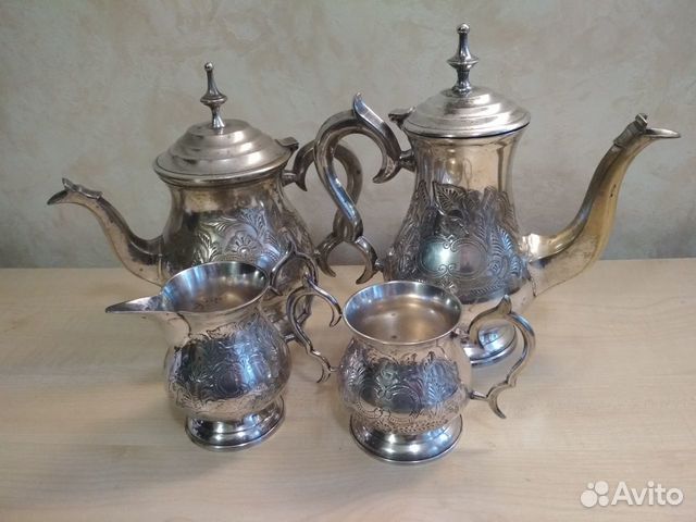 Сервиз чайный/кофейный, латунь, серебрение