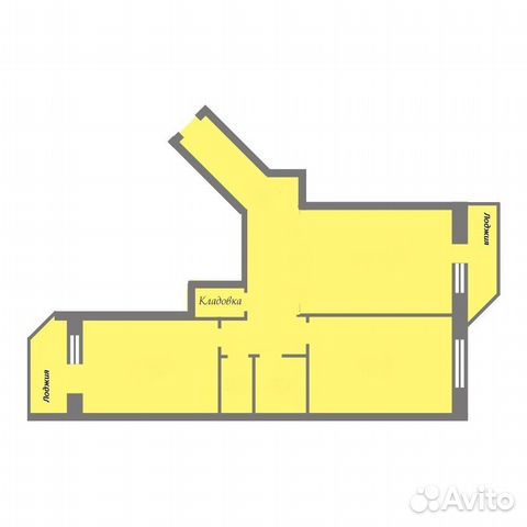 2-к квартира, 70 м², 1/6 эт.