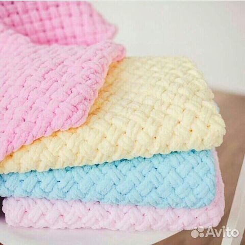 Вязанные плюшевые пледы на заказ и в наличии