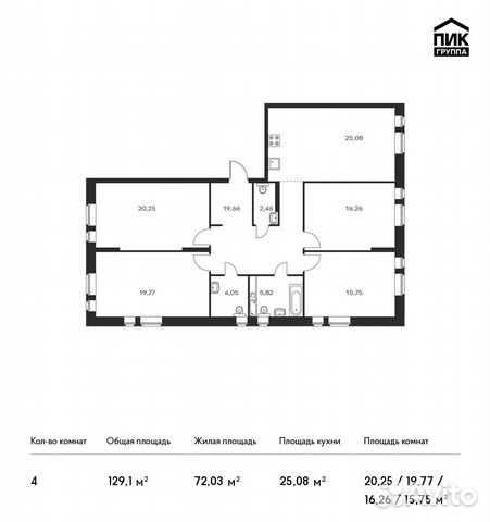 4-к квартира, 129.1 м², 14/18 эт. 4-к квартира, 129.1 м², 14/18 эт.