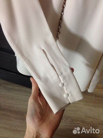 Кремовая блуза рубашка из крепа H&M