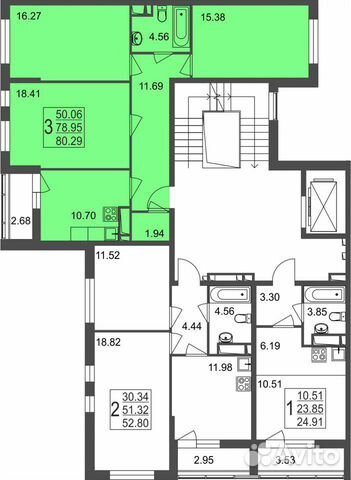 3-к квартира, 80.3 м², 2/8 эт.