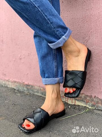 Шлепки женские bottega veneta кожа