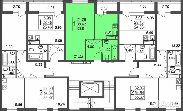 1-к квартира, 39.6 м², 5/8 эт.