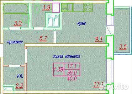 1-к квартира, 40.4 м², 14/17 эт. 1-к квартира, 40.4 м², 14/17 эт.