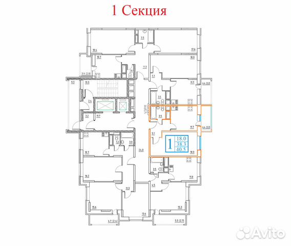 1-к квартира, 40.5 м², 14/17 эт.