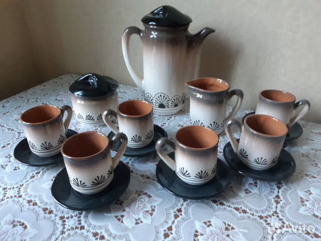 Сервиз кофейный керамический в коричневых тонах