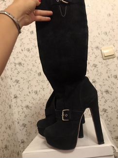 Сапоги кожаные замшевые новые