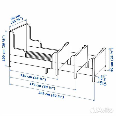 Детская кровать IKEA Busunge Икеа Бусунге Не Hoff