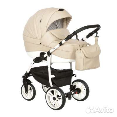 Коляска модульная 2 в 1 эко кожа Indigo белый