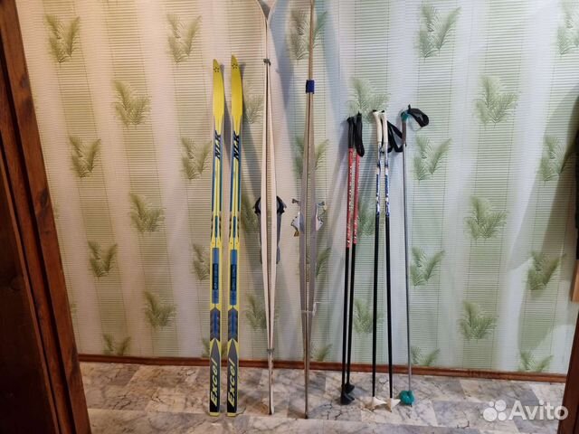Лыжи, крепления б/у 2 пары