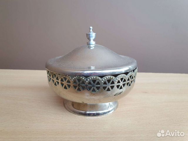 Конфетница мельхиор с крышкой