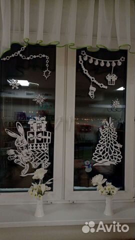 Новогодние поделки, декор на окно