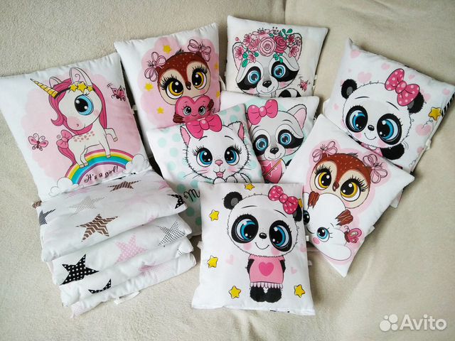 Бортик- подушки в детскую кроватку с принтом