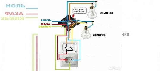 Схема подключения выключателя с розеткой в одном корпусе двухжильный