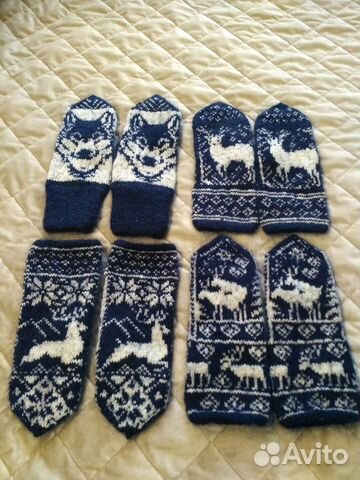 Варежки вязаные спицами, новые