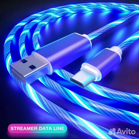 Светящийся кабель USB-Type C; USB-Lightning