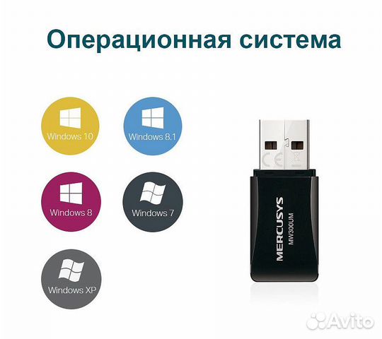 Wi-Fi адаптер Mercusys mw300um, черный