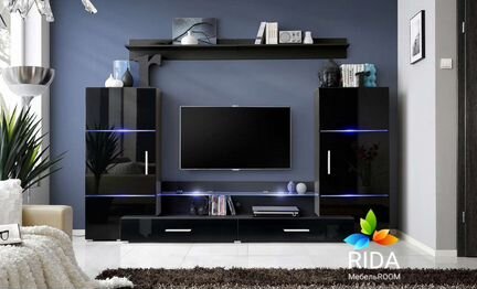 Гостиная черный/белый глянец. Тумба тв