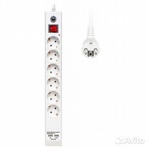 Сетевой фильтр buro BU-SP5 USB 2A-W 6 #248815