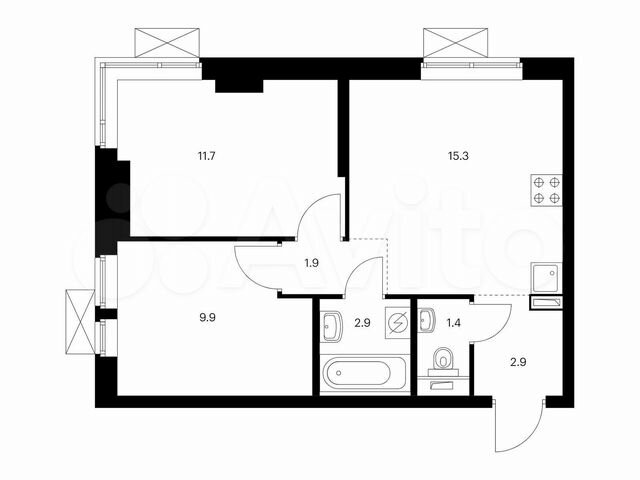 2-к. квартира, 46 м², 19/33 эт.