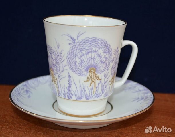 Фарфоровая кофейная пара - одуванчик.лфз (2)