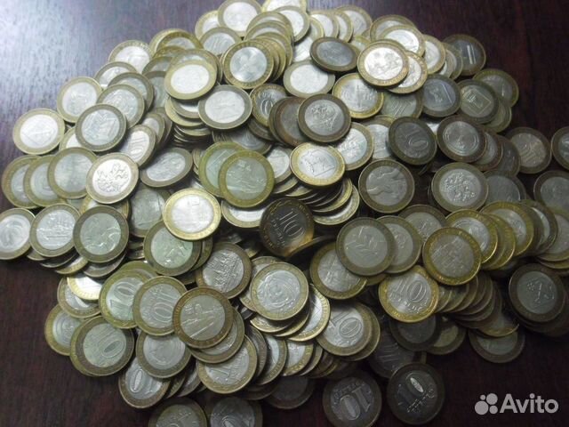 10 рублей биметалл 2000-2011 гг.540 монет-оптом