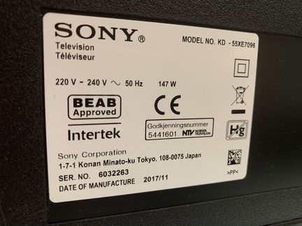Телевизор Sony KD-55XE7096 55