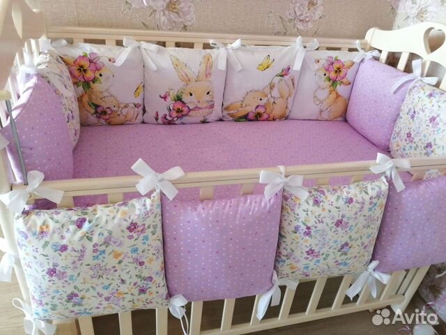 Бортики в кроватку для девочки