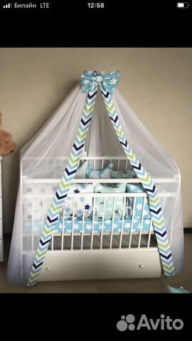 Бортики и балдахин в кроватку