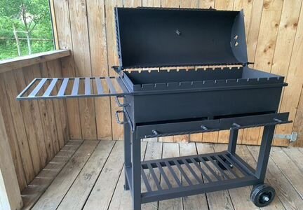 Мангал-гриль с зольниками на колесах 5 мм