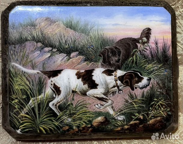 Антикварный портсигар с эмалью Германия