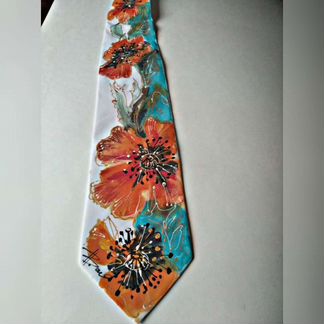 Галстук цветы маки