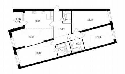 4-к квартира, 127.5 м², 25/30 эт.